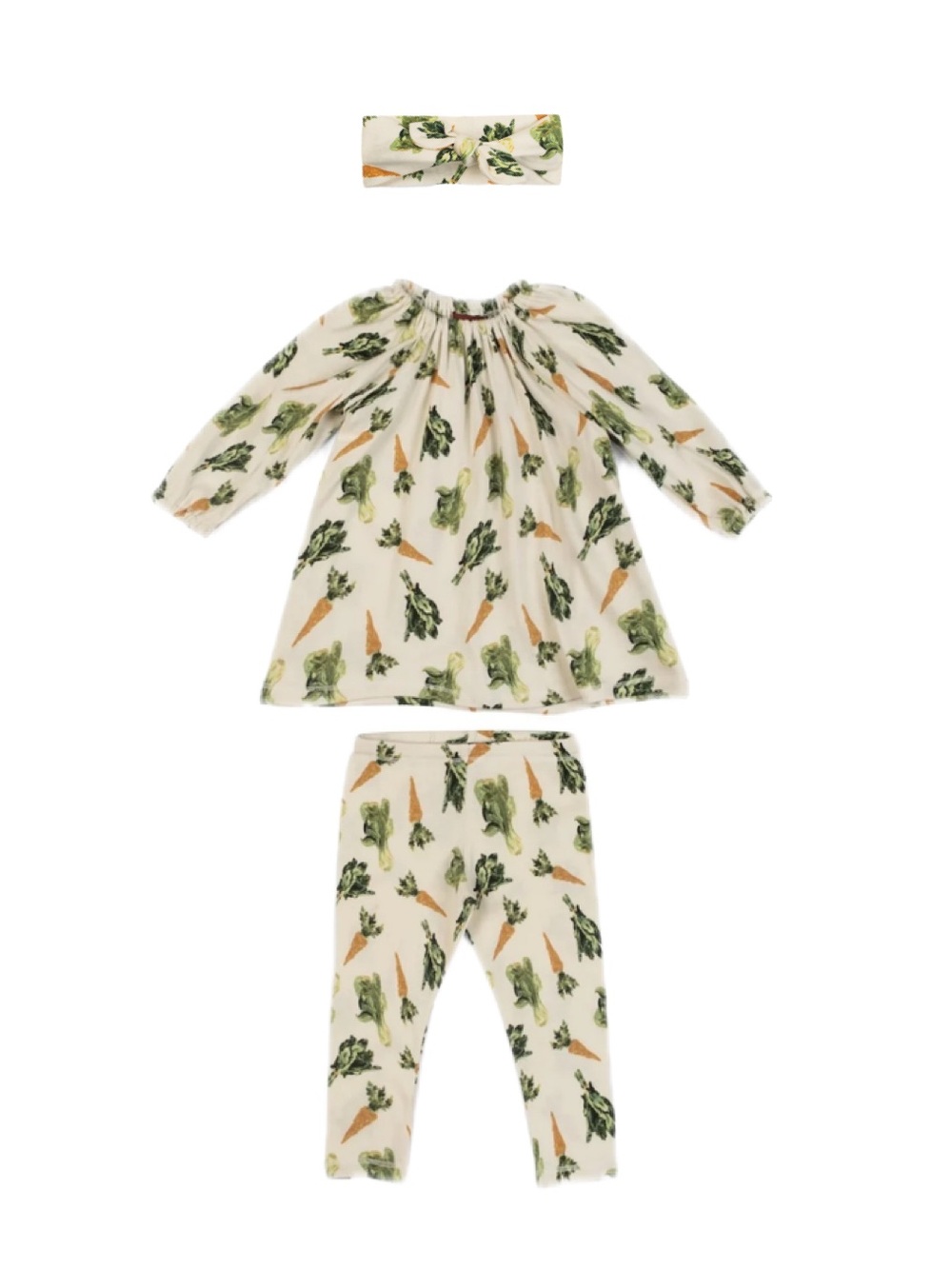 Milkbarn Fresh Veggies Organic Cotton Dress & Legging Set with headband 3-6M NWT